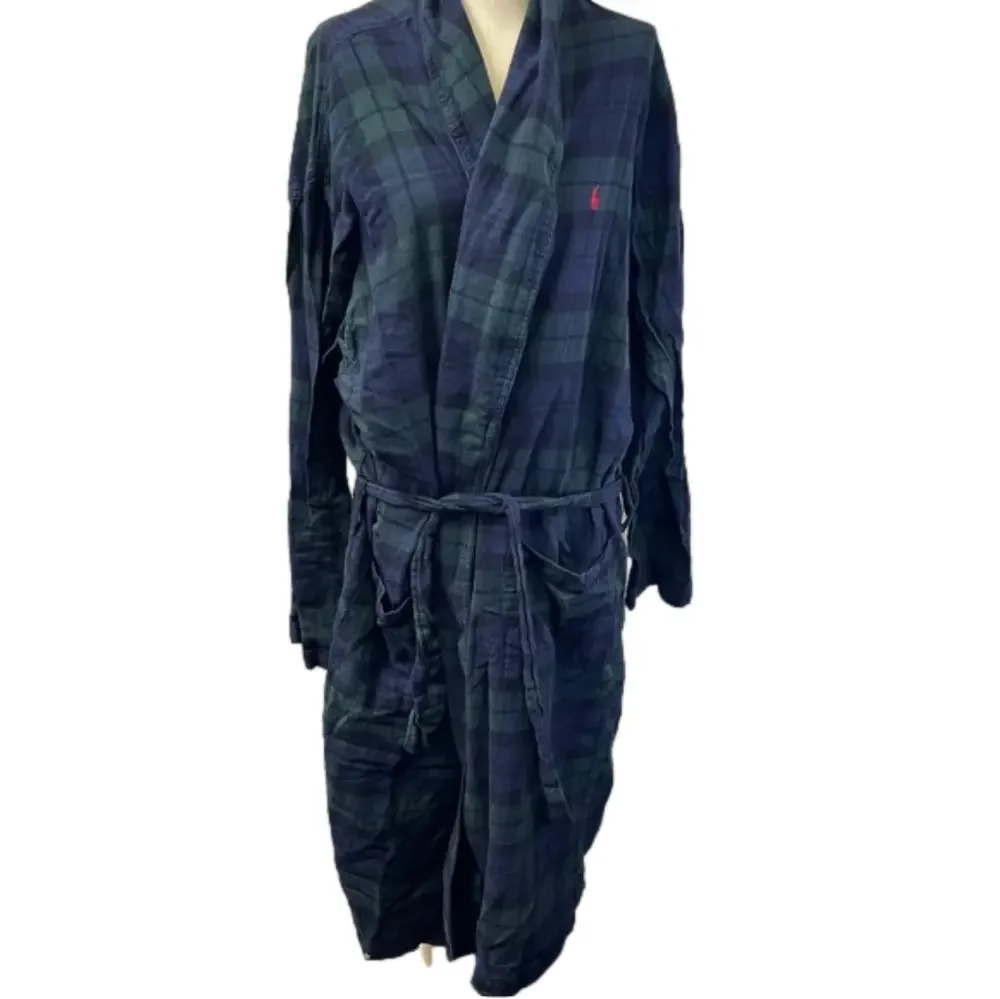 Polo Ralph Lauren Blackwatch Plaid Flannel Robe Large XLarge